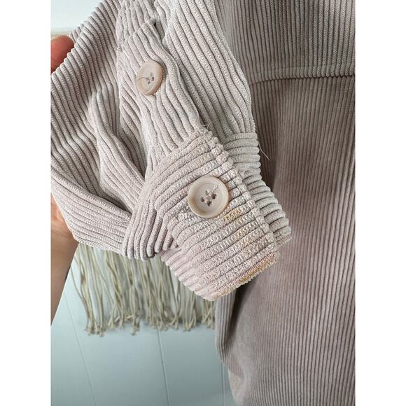 Reserve Fairfax Oversized Corduroy Shacket Womens Medium Mauve Beige Button Up - Picture 5 of 9